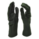 Original British military gloves in olive green with anti-slip Nomex aramid fiber palms for heat and flame resistance