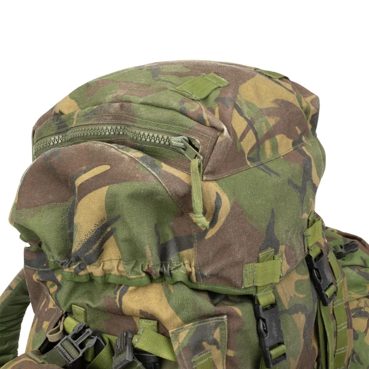 Oryginalne brytyjskie taktyczne plecak Woodland Camo 90 litrów bocznych kieszeni