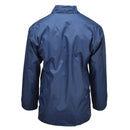 Back view of original British RAF waterproof foul weather parka raincoat in blue, durable and breathable design