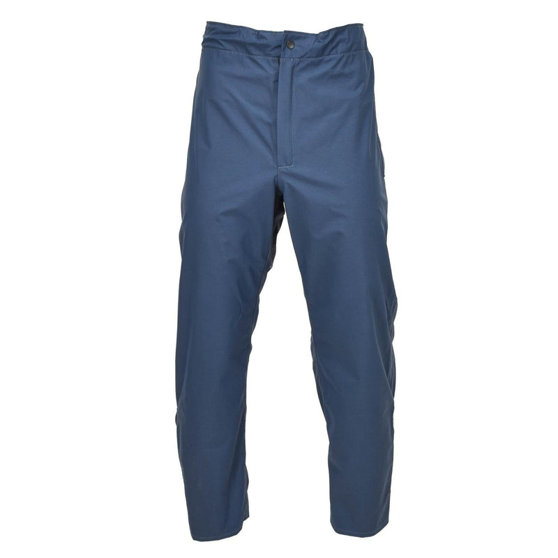 Original British Royal Air Force waterproof blue rain trousers with durable fabric and functional design for wet weather use.