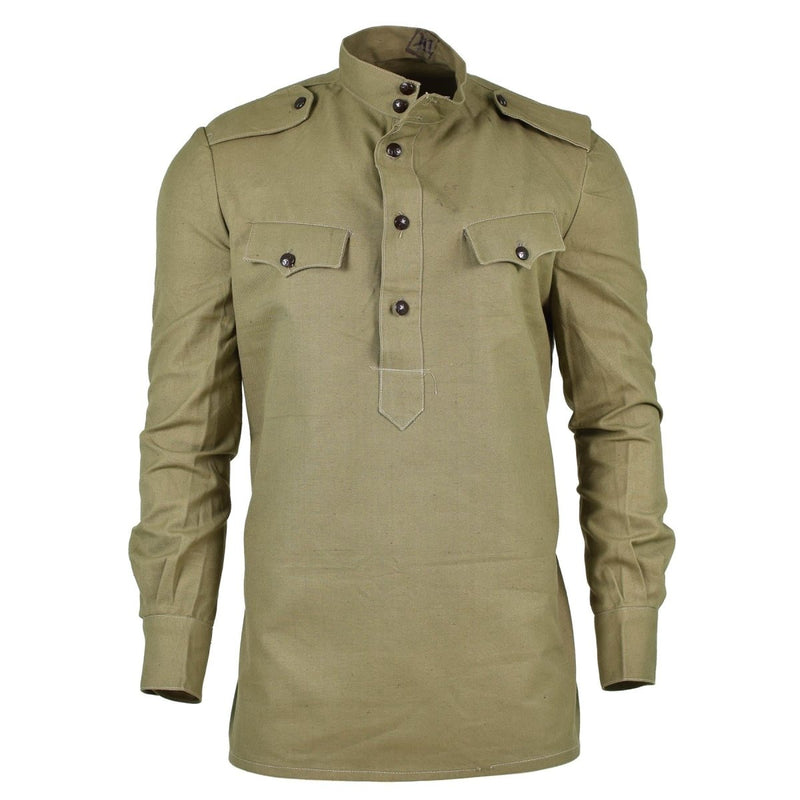 Original Bulgarian army olive khaki shirt jacket combat military long sleeve - GoMilitar