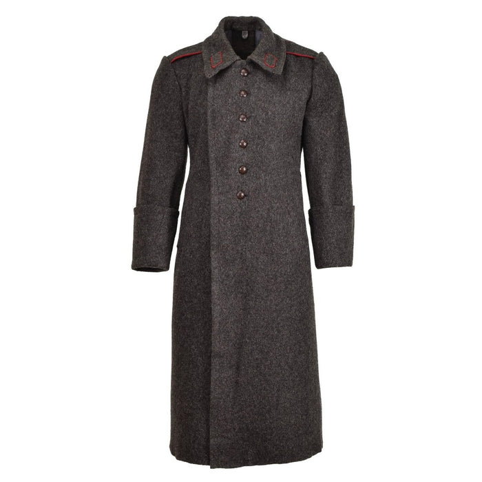 Oryginalny bułgarski, wełniany, długi płaszcz zimowy w stylu vintage, formalny szary - GoMilitar