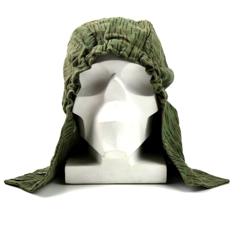 Original Czech army M60 camo hood with ear flaps, designed for military field jackets and outdoor use.