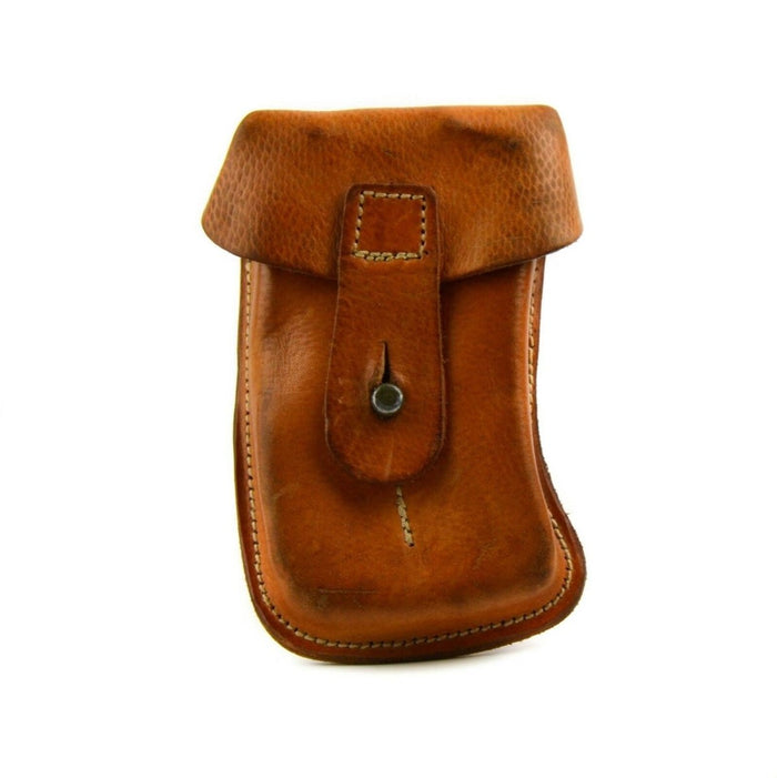 Original Czech Army Skorpion Magazine Pouch Military Surplus Brown Leather - GoMilitar