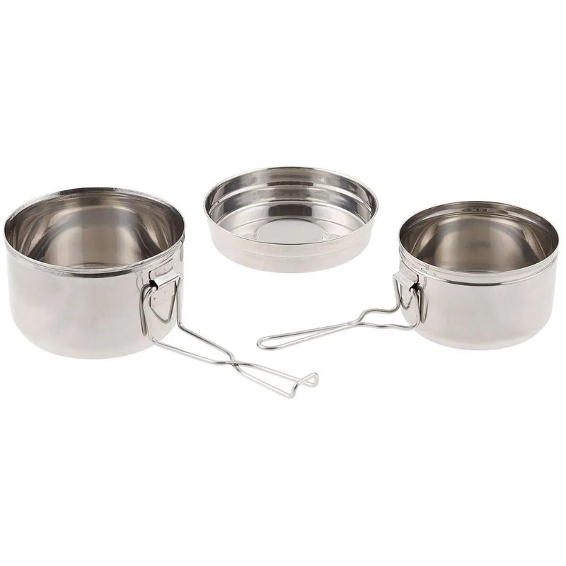 Original Czech Army stainless steel mess tin set camping outdoor cooking pot pan - GoMilitar