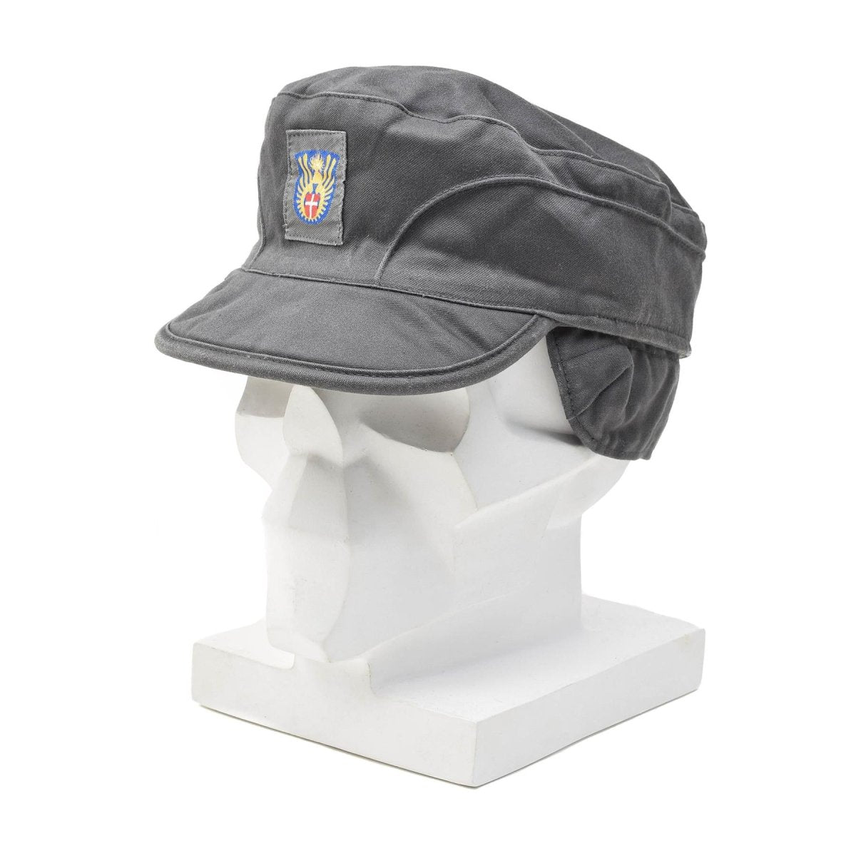 Oryginalny duński wojskowy szary czapka armii lekkie, składane flapy w stylu vintage nowe