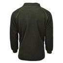 Back view of olive green original Dutch military fleece jacket with soft thermal fabric and elastic cuffs
