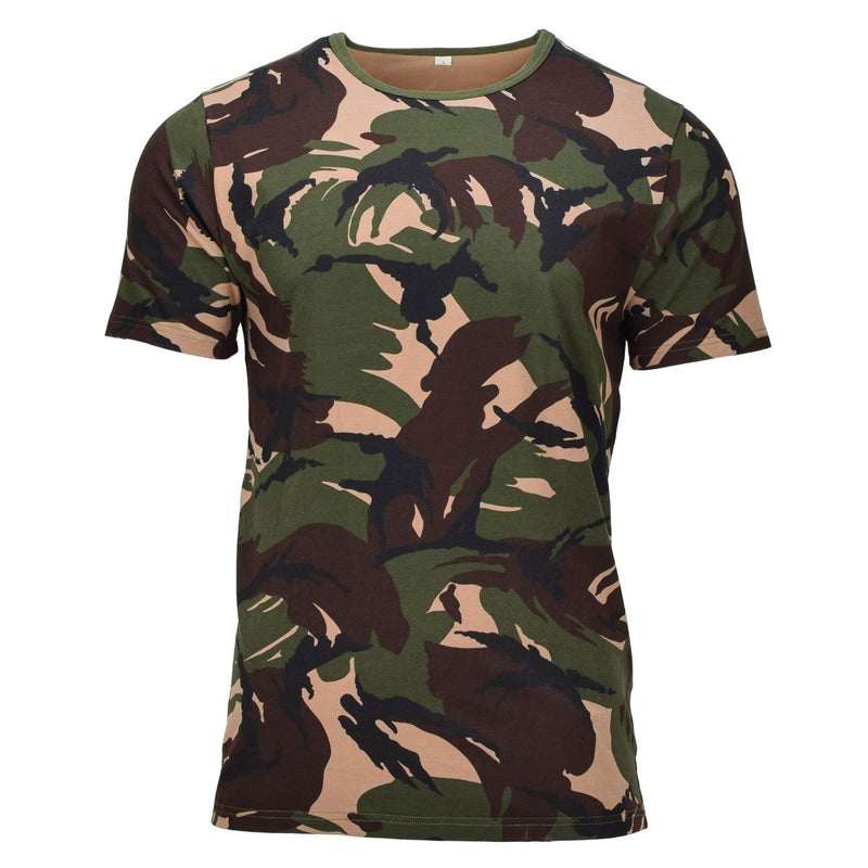 Original Dutch Military T Shirt Lightweight Short Sleeves Woodland Camouflage - GoMilitar