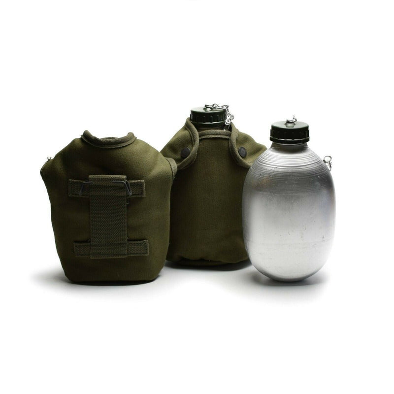 Original French Army Drinking Flask Water Bottle Canteen pot cotton pouch OD NEW - GoMilitar