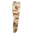 Side view of original French military F2 desert camo pants with reinforced knees and cargo pockets