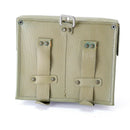 Original German army double ammo magazine pouch in olive drab with PVC coating and belt attachment loops.