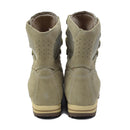 Back view of khaki German army lightweight leather boots with antistatic, oil-resistant soles and ventilation inserts.