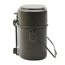 Oryginalny niemiecki wojskowy zestaw na bałagan, aluminiowy, 3-częściowy pojemnik z pokrywką na garnek, oliwkowy