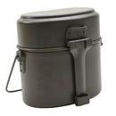 Oryginalny niemiecki wojskowy zestaw na bałagan, aluminiowy, 3-częściowy pojemnik z pokrywką na garnek, oliwkowy