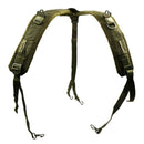 Original Italian Army olive green Y-Strap suspenders tactical belt made of durable canvas for weight distribution and support.