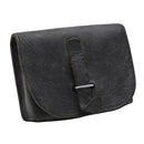 Original Italian Military Magazine Pouch Leather Metal Buckles small Black - GoMilitar