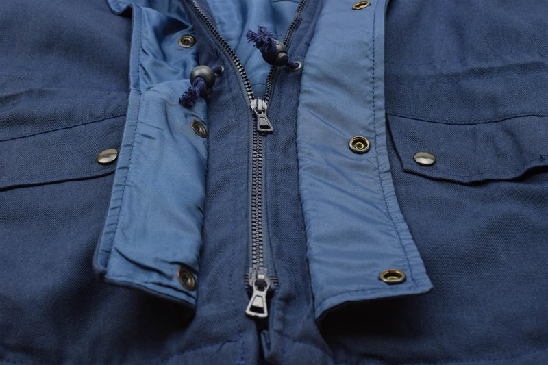 Oryginalny włoski trylaamina granatowa kurtka parka z kapturem vintage Waterproof New Waterproof
