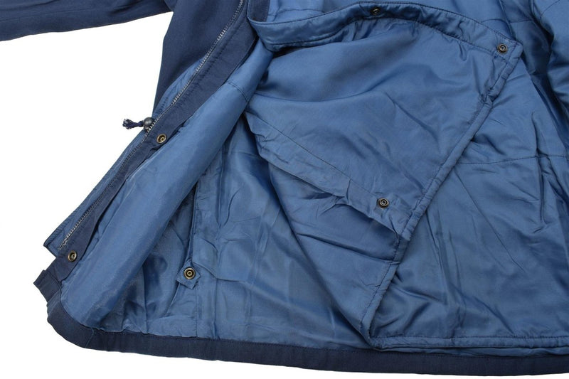 Oryginalny włoski trylaamina granatowa kurtka parka z kapturem vintage Waterproof New Waterproof