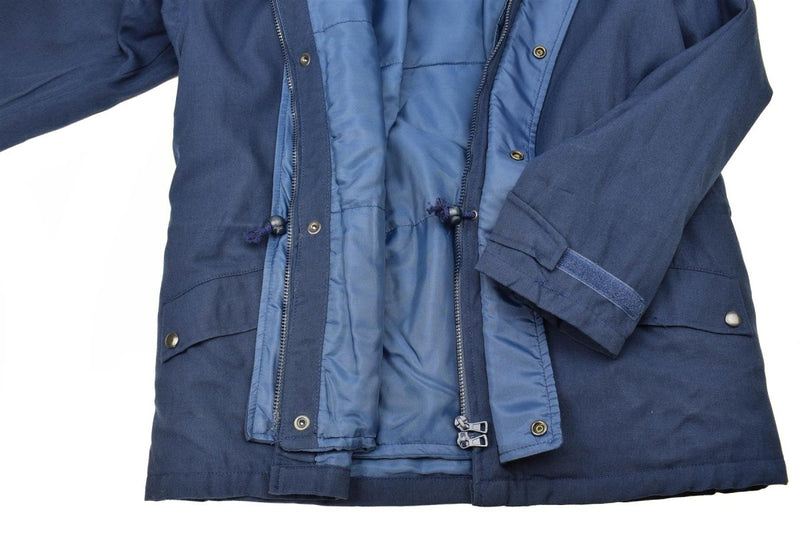 Oryginalny włoski trylaamina granatowa kurtka parka z kapturem vintage Waterproof New Waterproof
