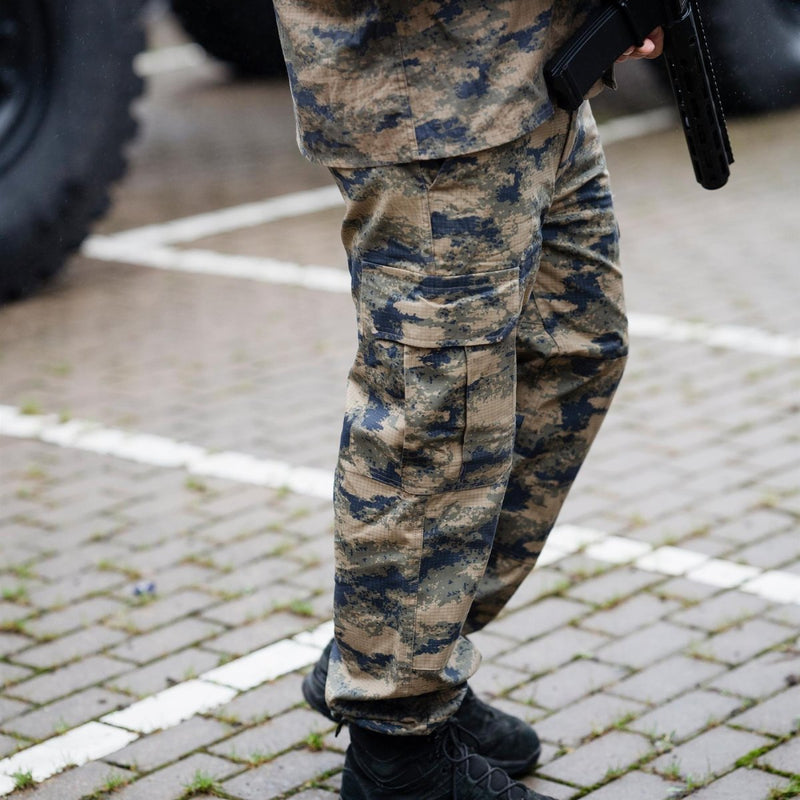 Original Turkish army blue digital camo tactical pants ripstop combat trousers - GoMilitar
