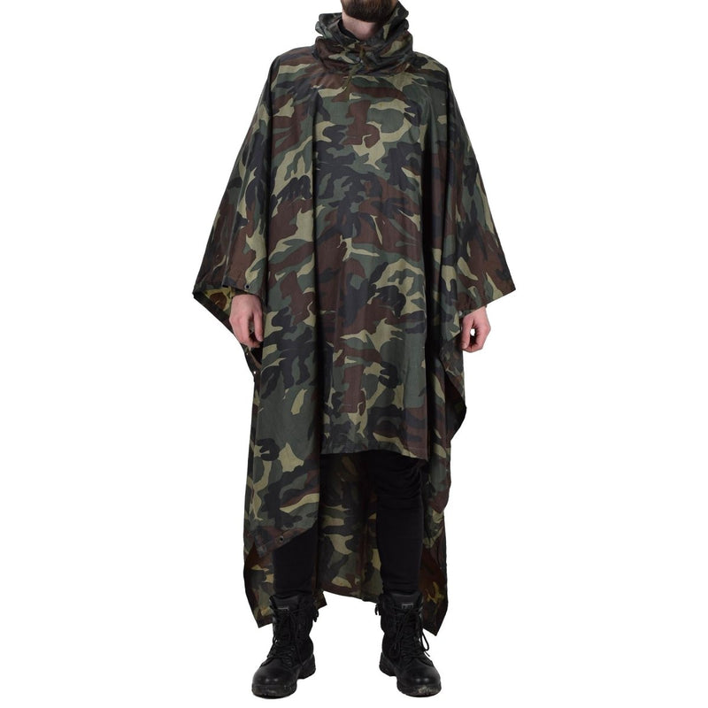 Original Turkish military camouflage poncho water resistant ripstop hooded army - GoMilitar