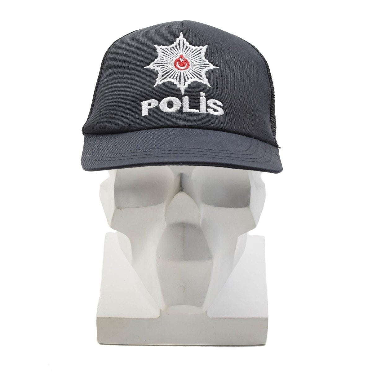 Oryginalna turecka czapka polowa POLIS z siatkową wstawką, regulowane zapięcie w kolorze czarnym