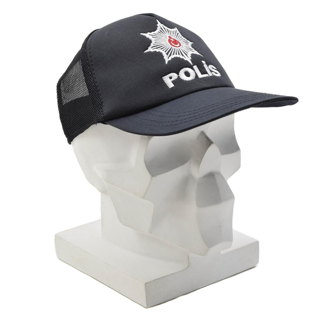 Oryginalna turecka czapka polowa POLIS z siatkową wstawką, regulowane zapięcie w kolorze czarnym