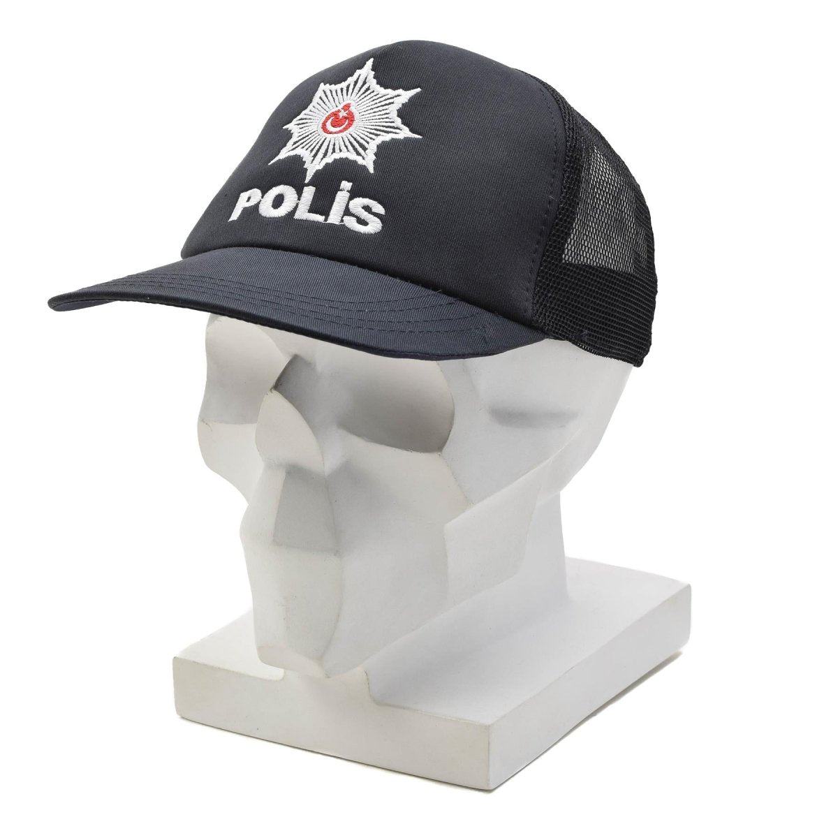 Oryginalna turecka czapka polowa POLIS z siatkową wstawką, regulowane zapięcie w kolorze czarnym