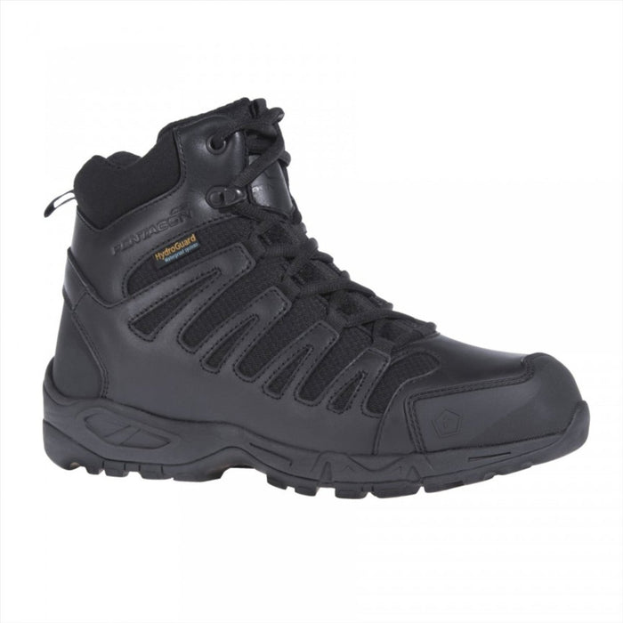 Czarne buty taktyczne Pentagon Achilles XTR 6”, wykonane z wodoodpornej skóry o dużej gęstości i wytrzymałej podeszwy