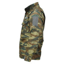 Side view of Pentagon Lycos jacket in Greek army lizard camouflage with ripstop, water-repellent, durable fabric.
