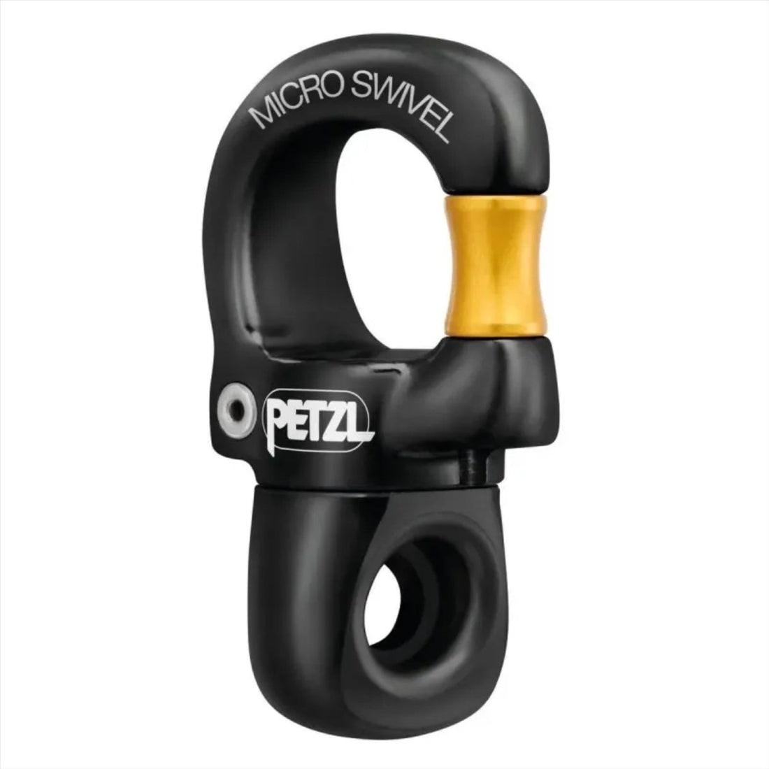 Kompaktowe, otwierane łożysko kulkowe PETZL Micro Swivel, krętlik wspinaczkowy, czarny