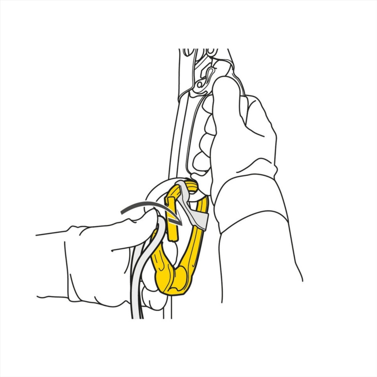 PETZL ROLLCLIP Karabińczyk z ciągnięciem, niezamykający się, z systemem zamków błyskawicznych, wspinaczkowy, żółty