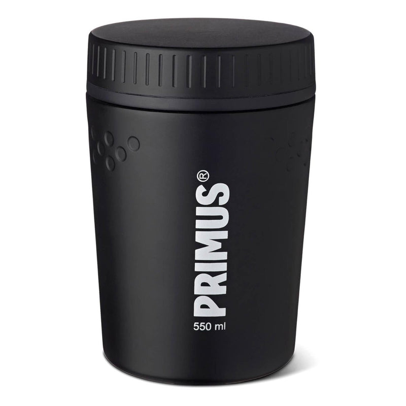 Black Primus Trailbreak vacuum insulated jug with screw-on lid, 550ml capacity, designed for camping and outdoor use.