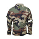 Back view of TACGEAR French military style camo woodland commando jacket with durable ripstop fabric and multiple pockets