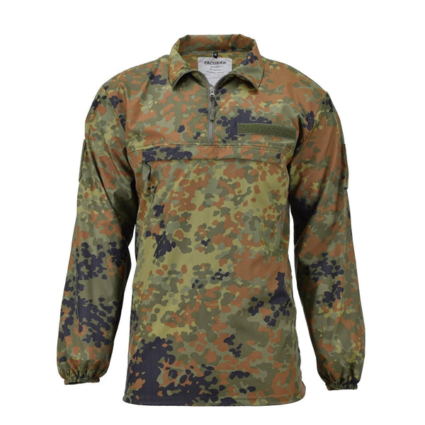 TACGEAR lightweight flecktarn camo ripstop windproof hunting shirt with long sleeves and zippered collar