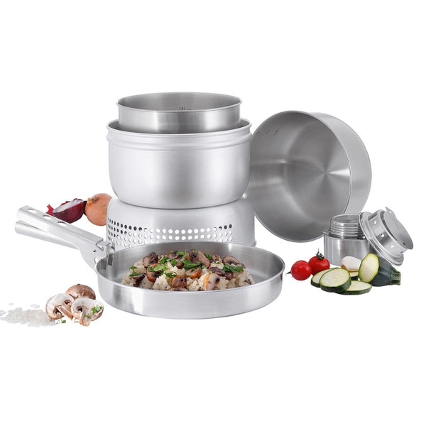 Tatonka Camping Cooking Stove Set stainless steel burner outdoor compact pot pan - GoMilitar