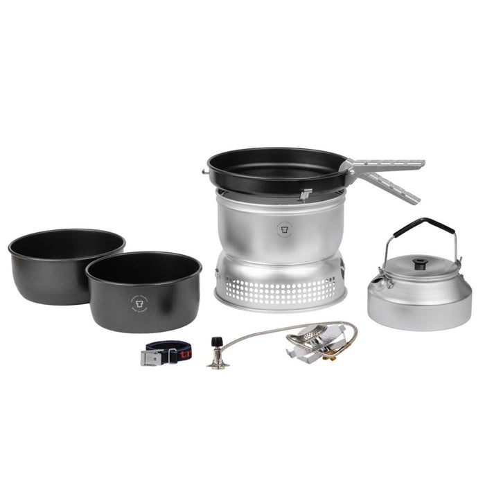 Zestaw pieców Trangia do gotowania na świeżym powietrzu kompaktowy zestaw aluminiowych patelni z powłoką nieprzywierającą, czajnik, garnek - GoMilitar